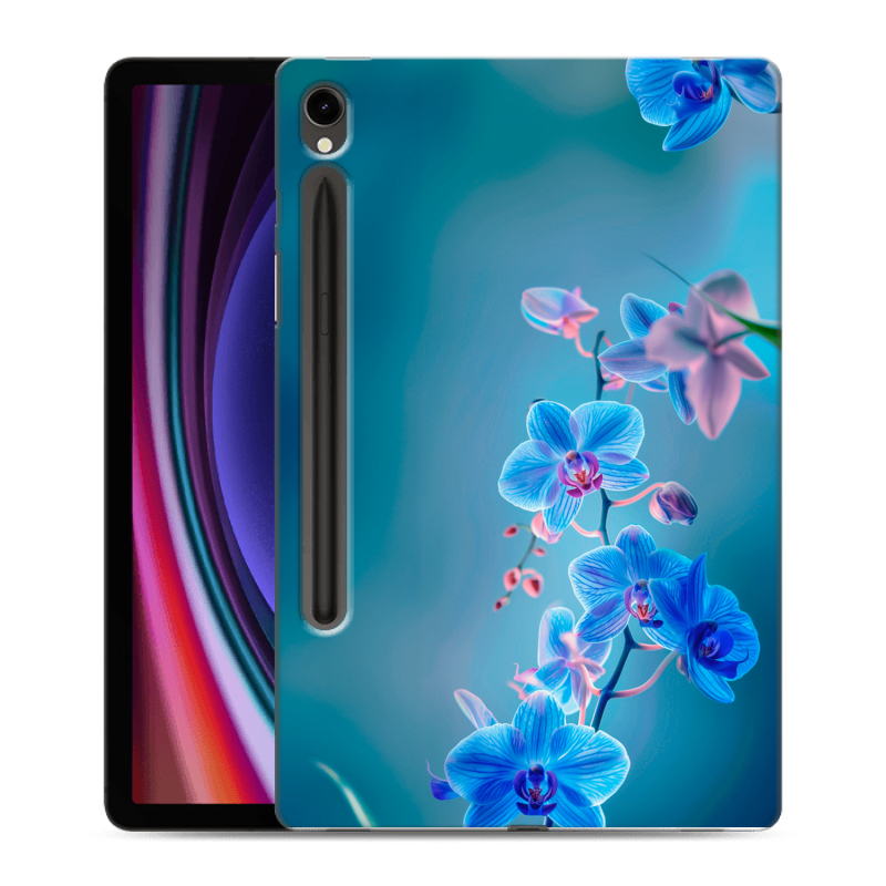 Силиконовый чехол на Samsung Galaxy Tab S9 с принтом Голубые цветы Силиконовый чехол на Samsung Galaxy Tab S9 с принтом Голубые цветы