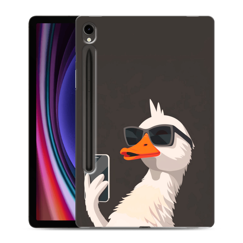 Силиконовый чехол на Samsung Galaxy Tab S9 с принтом утка в очках Силиконовый чехол на Samsung Galaxy Tab S9 с принтом утка в очках