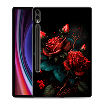 Силиконовый чехол на Samsung Galaxy Tab S9 Plus с принтом Розы красные