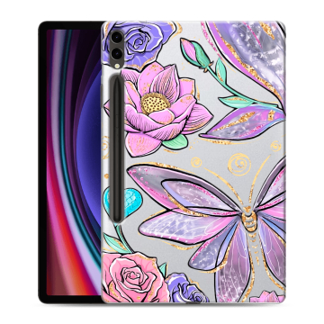 Силиконовый чехол на Samsung Galaxy Tab S9 Plus с принтом Бабочки и цветы
