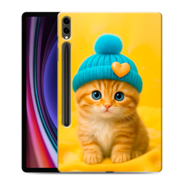 Силиконовый чехол на Samsung Galaxy Tab S9 Plus с принтом Котенок в шапке