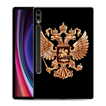 Силиконовый чехол на Samsung Galaxy Tab S9 Plus с принтом Герб России золотой Силиконовый чехол на Samsung Galaxy Tab S9 Plus с принтом Герб России золотой