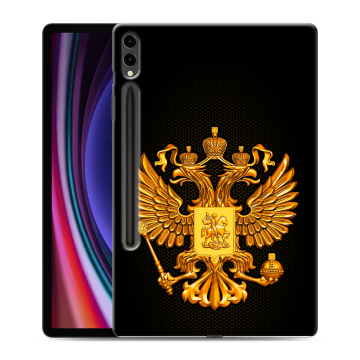 Силиконовый чехол на Samsung Galaxy Tab S9 Plus с принтом Герб России желтый