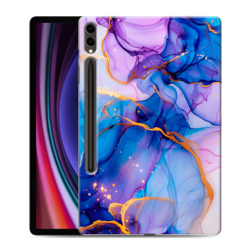 Силиконовый чехол на Samsung Galaxy Tab S9 Plus с принтом синий мрамор