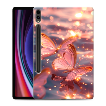 Силиконовый чехол на Samsung Galaxy Tab S9 Plus с принтом бабочки розовые