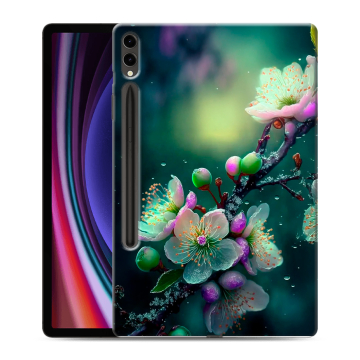 Силиконовый чехол на Samsung Galaxy Tab S9 Plus с принтом Цветы и мрамор