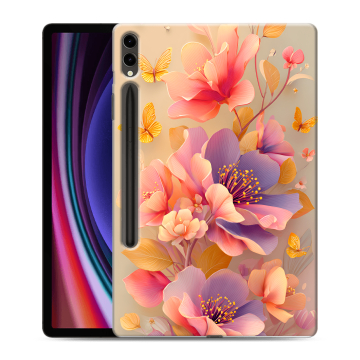 Силиконовый чехол на Samsung Galaxy Tab S9 Plus с принтом Цветы и бабочки
