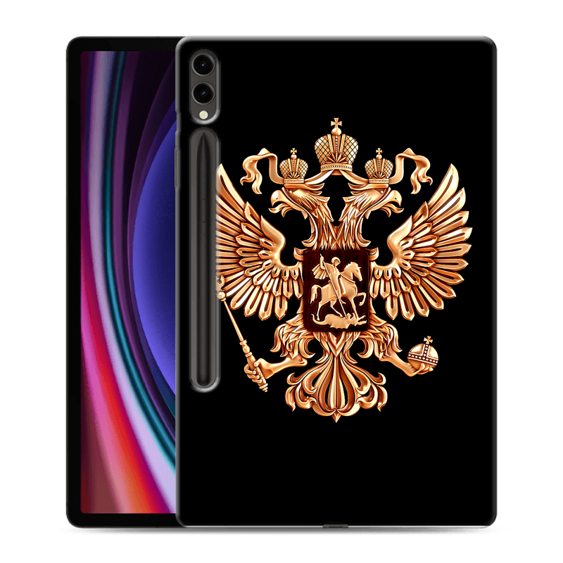 Силиконовый чехол на Samsung Galaxy Tab S9 Plus с принтом Герб России золотой Силиконовый чехол на Samsung Galaxy Tab S9 Plus с принтом Герб России золотой