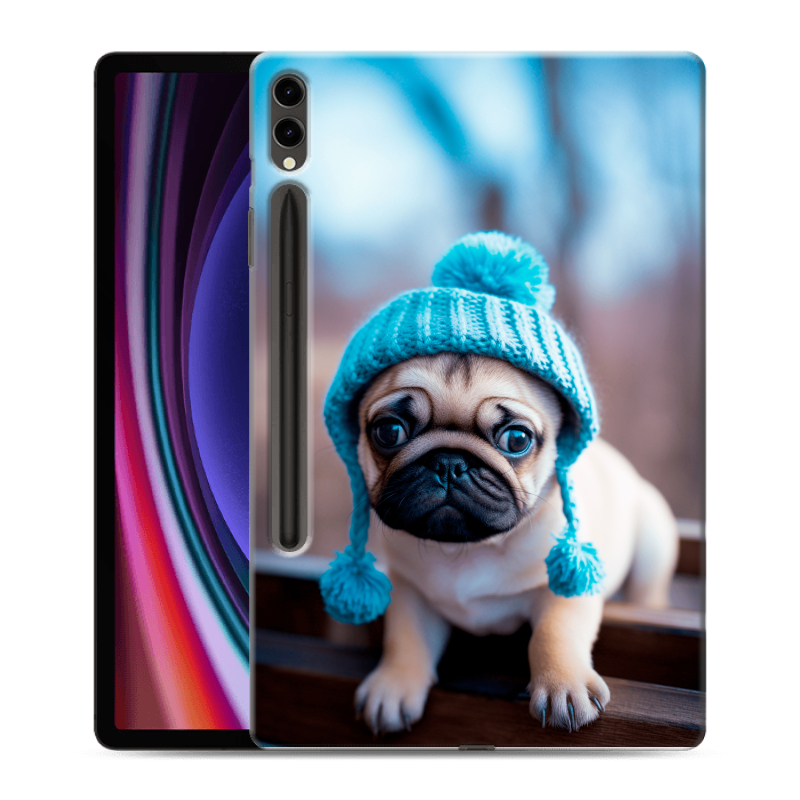Силиконовый чехол на Samsung Galaxy Tab S9 Plus с принтом Мопс в шапке Силиконовый чехол на Samsung Galaxy Tab S9 Plus с принтом Мопс в шапке