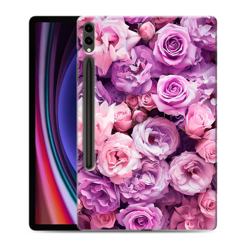 Силиконовый чехол на Samsung Galaxy Tab S9 Plus с принтом лавандовые розы Силиконовый чехол на Samsung Galaxy Tab S9 Plus с принтом лавандовые розы