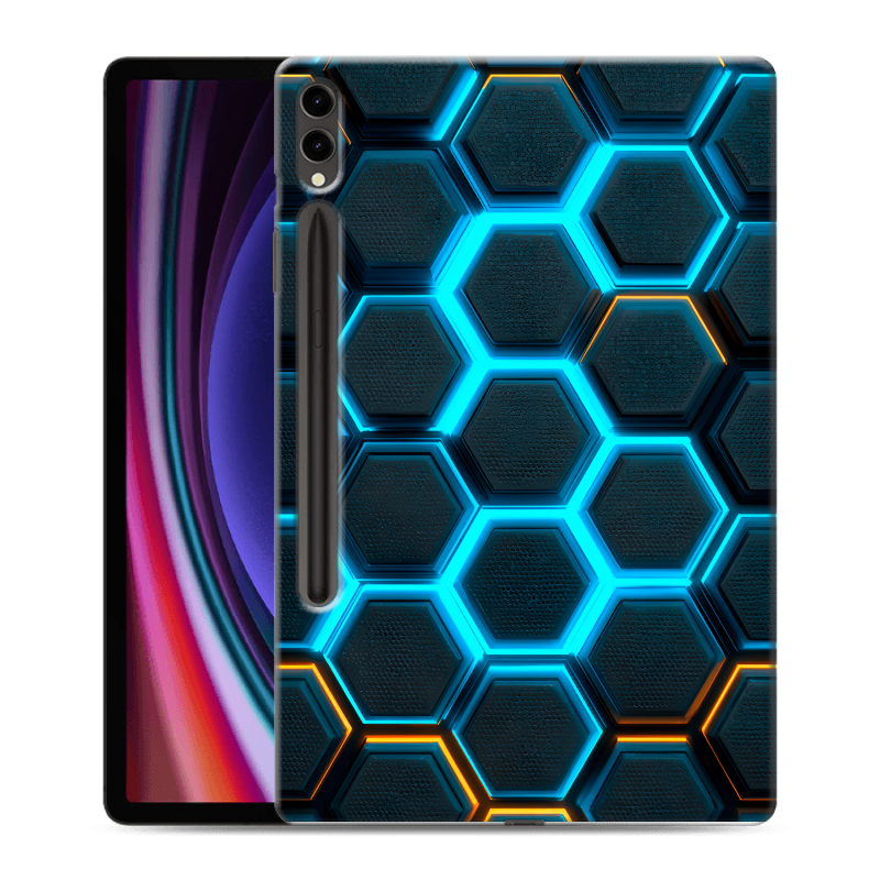 Силиконовый чехол на Samsung Galaxy Tab S9 Plus с принтом Неоновые соты Силиконовый чехол на Samsung Galaxy Tab S9 Plus с принтом Неоновые соты