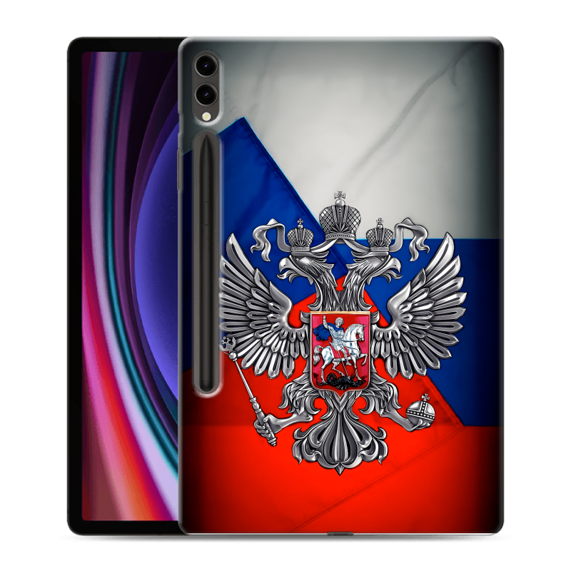 Силиконовый чехол на Samsung Galaxy Tab S9 Plus с принтом Флаг России Силиконовый чехол на Samsung Galaxy Tab S9 Plus с принтом Флаг России