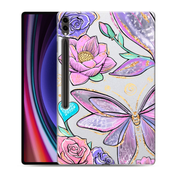 Силиконовый чехол на Samsung Galaxy Tab S9 Ultra с принтом Бабочки и цветы Силиконовый чехол на Samsung Galaxy Tab S9 Ultra с принтом Бабочки и цветы