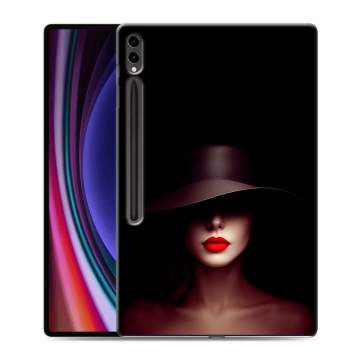 Силиконовый чехол на Samsung Galaxy Tab S9 Ultra с принтом Девушка в шляпе Силиконовый чехол на Samsung Galaxy Tab S9 Ultra с принтом Девушка в шляпе