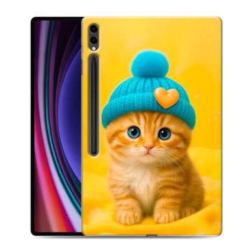 Силиконовый чехол на Samsung Galaxy Tab S9 Ultra с принтом Котенок в шапке Силиконовый чехол на Samsung Galaxy Tab S9 Ultra с принтом Котенок в шапке