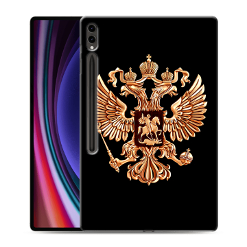 Силиконовый чехол на Samsung Galaxy Tab S9 Ultra с принтом Герб России золотой