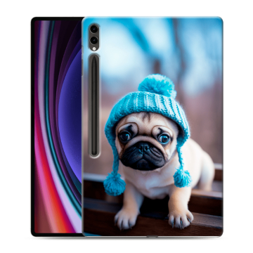 Силиконовый чехол на Samsung Galaxy Tab S9 Ultra с принтом Мопс в шапке Силиконовый чехол на Samsung Galaxy Tab S9 Ultra с принтом Мопс в шапке