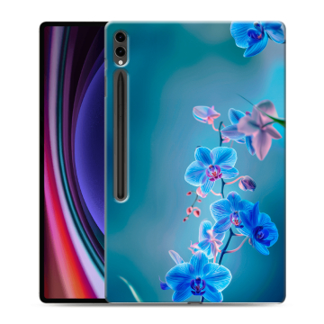Силиконовый чехол на Samsung Galaxy Tab S9 Ultra с принтом Голубые цветы Силиконовый чехол на Samsung Galaxy Tab S9 Ultra с принтом Голубые цветы