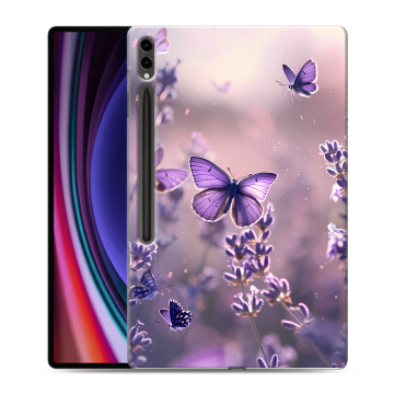 Силиконовый чехол на Samsung Galaxy Tab S9 Ultra с принтом бабочки и лаванда Силиконовый чехол на Samsung Galaxy Tab S9 Ultra с принтом бабочки и лаванда