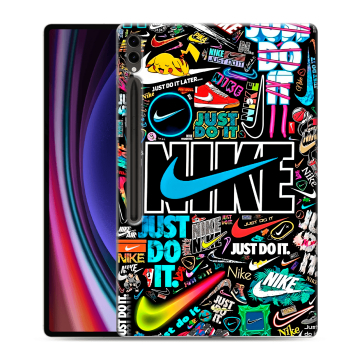 Силиконовый чехол на Samsung Galaxy Tab S9 Ultra с принтом найк nike черный
