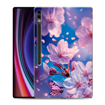 Силиконовый чехол на Samsung Galaxy Tab S9 Ultra с принтом цветы бабочки Силиконовый чехол на Samsung Galaxy Tab S9 Ultra с принтом цветы бабочки