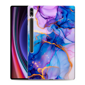 Силиконовый чехол на Samsung Galaxy Tab S9 Ultra с принтом синий мрамор Силиконовый чехол на Samsung Galaxy Tab S9 Ultra с принтом синий мрамор