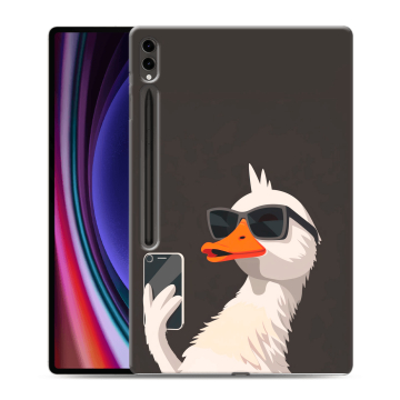 Силиконовый чехол на Samsung Galaxy Tab S9 Ultra с принтом утка в очках Силиконовый чехол на Samsung Galaxy Tab S9 Ultra с принтом утка в очках