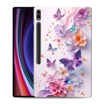 Силиконовый чехол на Samsung Galaxy Tab S9 Ultra с принтом цветы бабочки