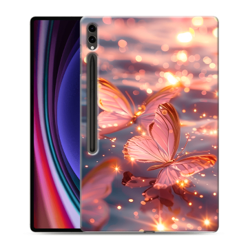 Силиконовый чехол на Samsung Galaxy Tab S9 Ultra с принтом бабочки розовые Силиконовый чехол на Samsung Galaxy Tab S9 Ultra с принтом бабочки розовые