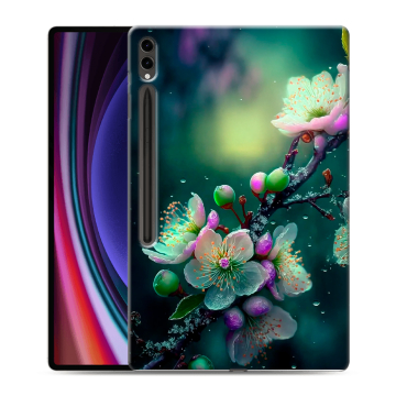 Силиконовый чехол на Samsung Galaxy Tab S9 Ultra с принтом Цветы и мрамор