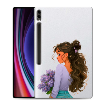 Силиконовый чехол на Samsung Galaxy Tab S9 Ultra с принтом девушка цветы