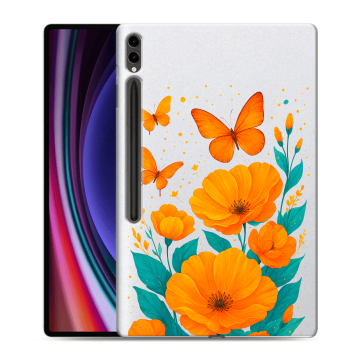 Силиконовый чехол на Samsung Galaxy Tab S9 Ultra с принтом цветы бабочки