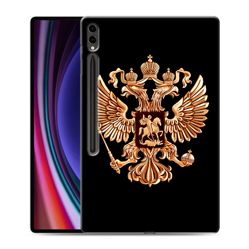 Силиконовый чехол на Samsung Galaxy Tab S9 Ultra с принтом Герб России золотой Силиконовый чехол на Samsung Galaxy Tab S9 Ultra с принтом Герб России золотой