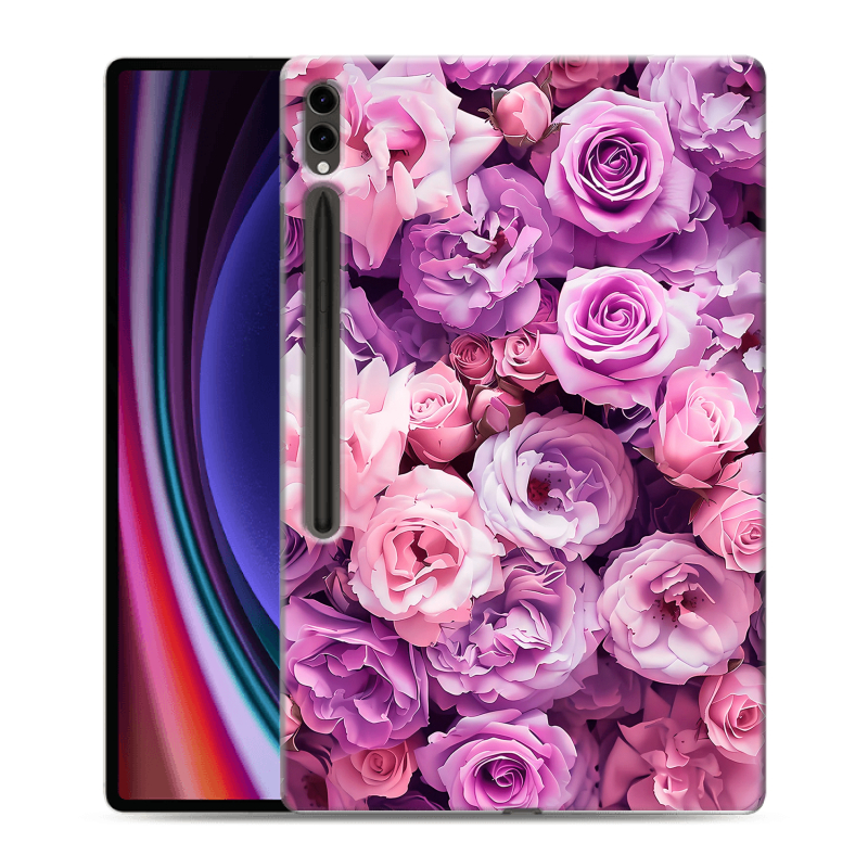 Силиконовый чехол на Samsung Galaxy Tab S9 Ultra с принтом лавандовые розы Силиконовый чехол на Samsung Galaxy Tab S9 Ultra с принтом лавандовые розы