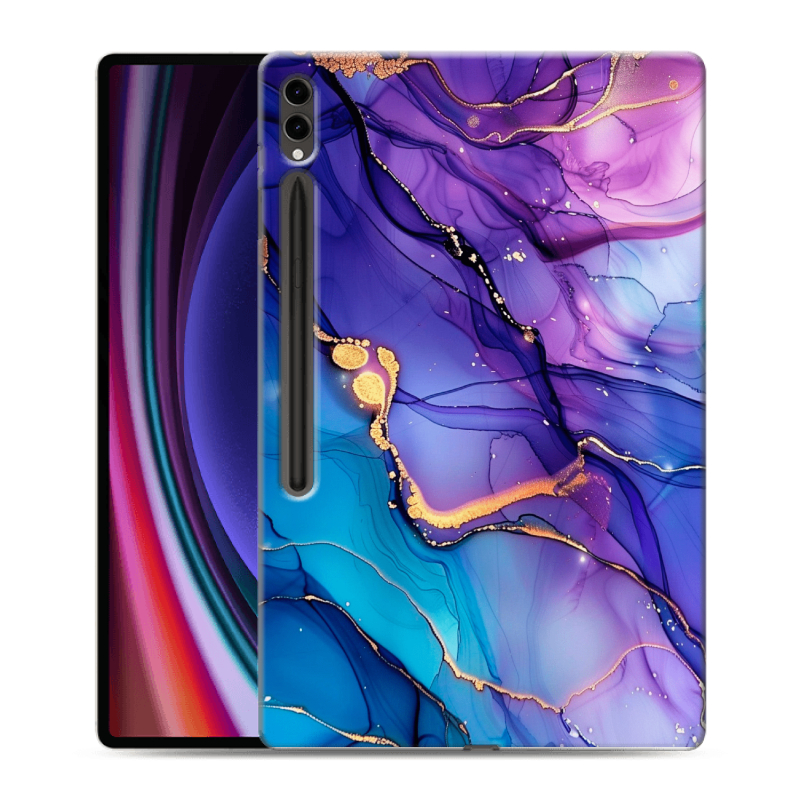 Силиконовый чехол на Samsung Galaxy Tab S9 Ultra с принтом синий мрамор Силиконовый чехол на Samsung Galaxy Tab S9 Ultra с принтом синий мрамор