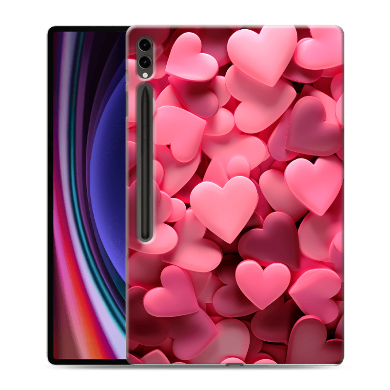 Силиконовый чехол на Samsung Galaxy Tab S9 Ultra с принтом розовые сердечки Силиконовый чехол на Samsung Galaxy Tab S9 Ultra с принтом розовые сердечки
