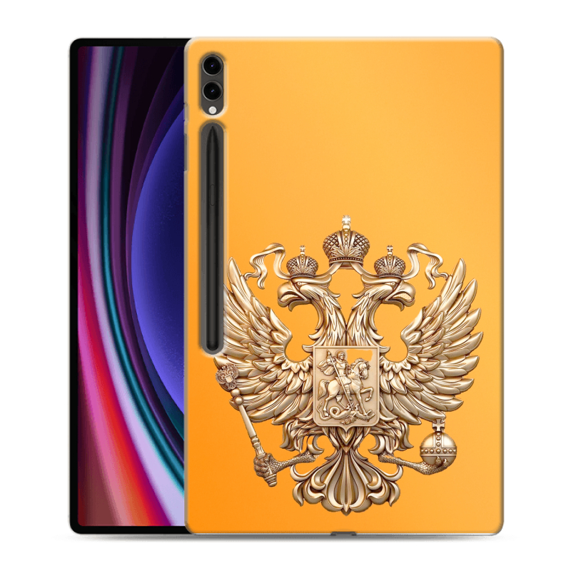 Силиконовый чехол на Samsung Galaxy Tab S9 Ultra с принтом Герб Флаг России Силиконовый чехол на Samsung Galaxy Tab S9 Ultra с принтом Герб Флаг России