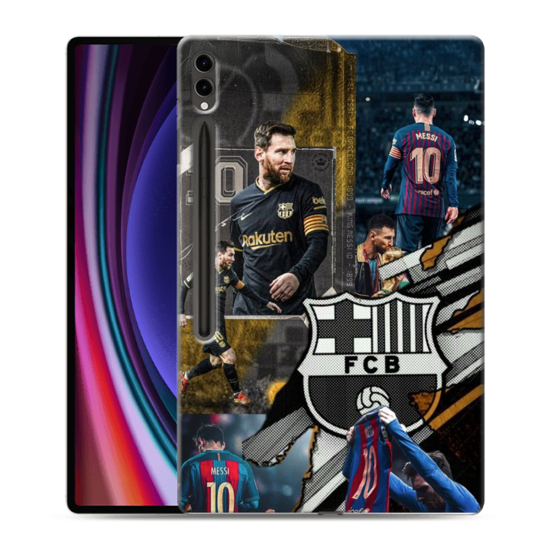 Силиконовый чехол на Samsung Galaxy Tab S9 Ultra с принтом Messi Barcelona Силиконовый чехол на Samsung Galaxy Tab S9 Ultra с принтом Messi Barcelona