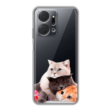 Силиконовый чехол на Huawei Honor X7a Plus с принтом Кошки Силиконовый чехол на Huawei Honor X7a Plus с принтом Кошки