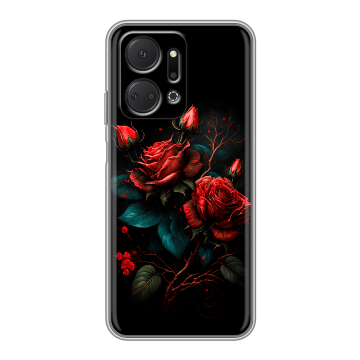 Силиконовый чехол на Huawei Honor X7a Plus с принтом Розы красные