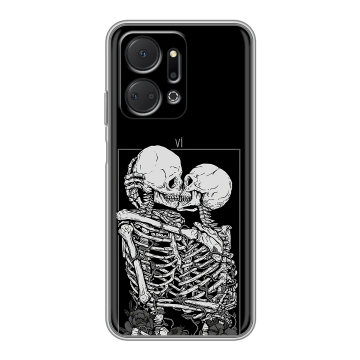 Силиконовый чехол на Huawei Honor X7a Plus с принтом Поцелуй скелетов Силиконовый чехол на Huawei Honor X7a Plus с принтом Поцелуй скелетов
