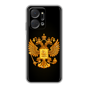 Силиконовый чехол на Huawei Honor X7a Plus с принтом Герб России желтый