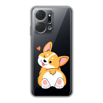 Силиконовый чехол на Huawei Honor X7a Plus с принтом Корги Силиконовый чехол на Huawei Honor X7a Plus с принтом Корги