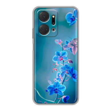 Силиконовый чехол на Huawei Honor X7a Plus с принтом Голубые цветы