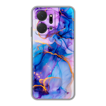 Силиконовый чехол на Huawei Honor X7a Plus с принтом синий мрамор