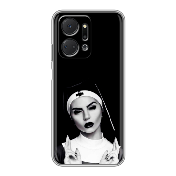 Силиконовый чехол на Huawei Honor X7a Plus с принтом монашка Силиконовый чехол на Huawei Honor X7a Plus с принтом монашка