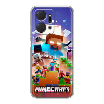 Силиконовый чехол на Huawei Honor X7a Plus с принтом Майнкрафт Minecraft