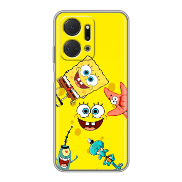 Силиконовый чехол на Huawei Honor X7a Plus с принтом Спанч боб Спанчбоб