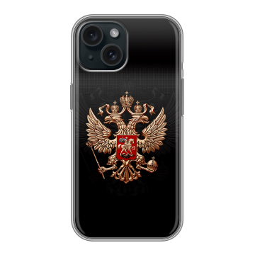 Силиконовый чехол на Iphone 15 с принтом Герб России Силиконовый чехол на Iphone 15 с принтом Герб России