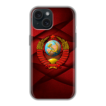 Силиконовый чехол на Iphone 15 с принтом Герб СССР Силиконовый чехол на Iphone 15 с принтом Герб СССР